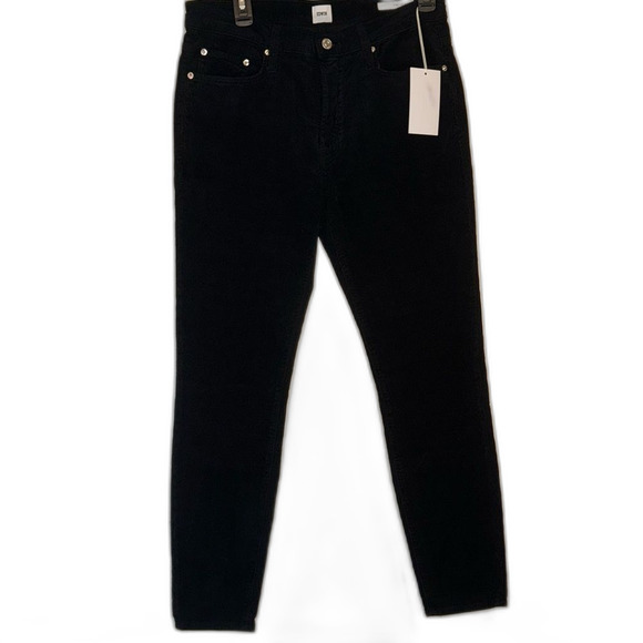 Edwin Pixie 9” Midrise Black Corduroy Size 29 Skinny New with Tags
